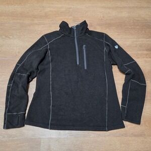 KÜHL Interceptr 1/4 Zip Fleece Sweater Men small Black Pullover Outdoors Preppy